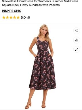 Inspire Midi Dress with Pink Floral Print
